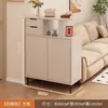 Armário de entrada em madeira maciça, armário de sapatos combinado, para uso doméstico, adequado para a entrada ou sala de estar, design novo, armário de armazenamento de dupla face, estilo cor creme