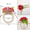 Porta-guardanapo Flor de Simulação de Madeira Corda de Cânhamo Fivela de Guardanapo Margarida Decoração de Mesa de Banquete Festa de Casamento Porta-guardanapo de Papel Em Estoque