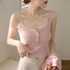 Camisola de Algodón de Alta Calidad para Mujer, 260g, Nuevo Estilo Verano 2026, Top sin Espalda con Botones y Cuello en U, Pura Tentación