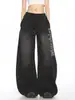 Calça Larga Estampada com Letras Desgastadas Feminina Calça de Moletom Esportiva Outono Estilo Garota Americana Picante Solta Caimento Fluido Casual Preguiçoso