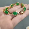 Pulsera de Jade Malayo Color Verde Esmeralda Incrustada con Piedras Preciosas, Joyería de Moda Transfronteriza para Regalo, Artículos de Jade de Vendedor Ambulante
