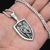 Nuevo colgante de escudo de cruz de Ángel retro transfronterizo, collar de medalla de acero inoxidable, collar de acero de titanio de moda y personalidad