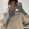 Guantes sólidos boutique de tacto tipo cachemira para mujer, compatibles con pantalla táctil, con hilo de lana con flor, alta calidad, otoño e invierno, Japón y Corea