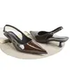 Sandalias de Comercio Exterior Transfronterizas Estilo Europeo y Americano con Tacón Delgado, Verano Frances Punta Fina, Cómodas y Versátiles, Adecuadas para Ir al Trabajo, Tacones Altos de Tacón Medio