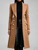 Chaqueta Casual Europea y Americana Moda Otoño e Invierno Estilo Retro Ceñida a la Cintura Ajustada de Cuerpo Largo Manga Larga Chaqueta de Traje Ropa Femenina Transfronteriza