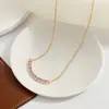 Collar de Cadena de Clavícula de Lujo Ligero Estilo Francés, Multicolor, Sonrisa, Súper Brillante, Totalmente Incrustado con Diamantes, para Mujer, Moderno, Exquisito, Versátil, Gama Alta