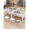 Mesa y silla de vidrio templado de doble capa para jardín de infantes, estudio de estudiantes de primaria, con pintura artística, hechas a mano