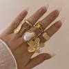 Anillo de Diamante Mariposa Europeo y Americano Transfronterizo Lote Mixto Anillo de Perla Anillo de Cadena Geométrica de Hojas para Mujer Juego de 22 Piezas