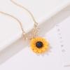 Collar Caliente Europeo y Americano Collar de Perlas Girasol Set de Aretes Mujeres Elegante Moda Set Girasol