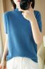 Camiseta Retro Nicho Gola Alta Manga Curta para Mulheres Outono e Inverno Novo Estilo Tricotada Slim Camiseta Básica Design Diretamente do Fabricante