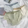 Calcinhas de Algodão Puro Femininas Outono e Inverno Coloridas em Contraste Macaron Calcinhas de Algodão Puro Macias Internas Cintura Média Roupa Íntima para Meninas