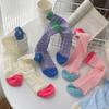 Meias femininas de verão em malha vazada meias tubulares infantis de verão finas de renda branca respiráveis meias de felpo respiráveis