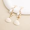 Pendientes de Perla y Concha de Caracola para Playa de Verano Borla Larga Bohemia Ganchos para Orejas Dorados de Imitación Pendientes Transfronterizos Europeos y Americanos