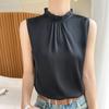 Camisola de seda para mujer, cuello colgante interior, prenda exterior de verano, camisa básica sin mangas de satén, diseño Sense Ins Trendy