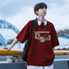 Camiseta de Manga Curta Ge Hua Masculina Verão Algodão Manga Meia-manga Estilo Americano High Street Ins Estilo de Hong Kong Camiseta Solta Top para Casal Estudantes