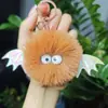 Nuevo colgante de peluche de diablito bola de carbón imitación de pelo de conejo rex para llavero de coche, colgante para mochila escolar, venta al por mayor