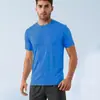 Camiseta de Malha Lisa Transpassada Masculina Manga Curta Tops Esportivos Secagem Rápida Respirável Camisas Esportivas Gola Redonda Outdoor Europeu e Americano