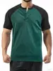 Camisa Polo Deportiva Casual para Hombre de Primavera y Verano, Transpirable, Corte Holgado, Camisa Henry de Manga Corta con Bloques de Color, Ropa para Hombre Estilo Resort