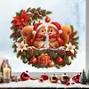 Guirlanda Dupla de Esquilos Desenho Animado 3D de Natal Adesivo Estático Sem Adesivo Sem Danos ao Vidro Janela da Sala de Estar Decoração de Atmosfera Festiva