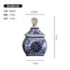 Jingdezhen Cerámica Azul y Flores Pintada a Mano Tarro con Carácter Feliz Caja de Joyería Tarro de Almacenamiento de Té Adornos Exquisitos Clásicos para el Hogar Sala de Estar