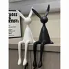 Enfeite de coelho sentado de orelhas compridas, simples e moderno, para sala de estar de casa modelo, armário de TV, decoração de casa fofa e adorável
