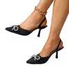 Sandalias de Tacón Alto con Lazo y Pedrería Sexy 2026 Verano Transfronterizas Tacón Delgado Punta Fina Sandalias de Punta Cerrada de Comercio Exterior para Mujer