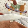 Conjunto de Inverno Cartoon Espesso de Lã de Leite Quatro Peças Antiestático Com Pelúcia Quente Capa de Edredom Conjunto de Três Peças para Cama de Dormitório de Estudante