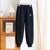 Pantalones deportivos con forro polar para niños 2024, ropa exterior gruesa para niños y niñas, pantalones deportivos holgados, pantalones casuales de algodón para otoño e invierno.