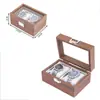 Caja de Almacenamiento para Relojes a Prueba de Polvo Color Nogal en Stock, Caja para Colección de Pulseras, Vitrina para Relojes