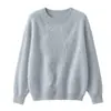 Novedades para Otoño/Invierno 26: Suéter básico de polar con cuello redondo, jersey de polar de cachemira de seda de mora, suéter de lana de corte holgado