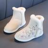 Zapatos Hanfu de estilo étnico Zapatos bordados para falda antigua con cara de caballo para niños Zapatos de Año Nuevo para niñas Abrigo antiguo Botas de algodón de invierno para bebé
