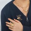 Z nova personalidade temperamento exagerado liga dourada aranha pingente colar anel broche brincos conjunto atacado