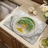 Tapete Drenaje Cocina Flor 3D Tazón y Plato Cafetera Absorbente Antideslizante Mesa Comedor Aislamiento Térmico Anti-quemaduras Mesa Bar Posavasos