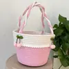 Cesta de almacenamiento tejida con hilo de algodón hecha a mano, cesta de almacenamiento para juguetes y regalos, cesta de almacenamiento para escritorio del hogar y entrada, cesta de regalo