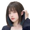 Peruca Feminina Moda Natural Cobertura de Cabeça Completa Novo Estilo Manchado Neblina Azul Curto Cabelo Liso Verão Fino Capa de Peruca Completa