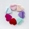 Esponja de polvo ultra suave de cristal con forma de corazón, esponja de polvo de felpa corta, especializada para polvo seco, polvo compacto y polvo suelto, disponible en varios colores