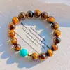 Otoño e Invierno Maillard Natural Fino Ojo de Tigre Amarillo Torre Cristal Blanco Cristal Ágata Pulsera Pulsera Auténtico Soporte Reinspección