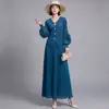 Traje plisado vintage estilo francés para mujer en otoño, con cuello en V, entallado a la cintura, cárdigan plisado con mangas abullonadas y una falda larga plisada de cintura alta