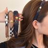 Argola de Cabelo Xadrez Estilo College Outono e Inverno Feminina High-end Estilo Ocidental Moda Versátil Pressão Cabelo Topo Craniano Alto Argola de Cabeça 2024 Novo Estilo