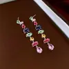 Brincos de Diamante Flor Vintage de Segunda Mão Colar Corrente de Suéter Estilo Palácio Retrô Conjunto de Joias de Luxo Acessível