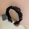 Nueva diadema plisada de malla de perla negra de Corea del Sur, de alta gama, combinable con todo, moderna, con banda para el cabello pequeña, accesorios para el cabello.