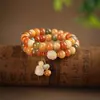 Pulsera de Cuentas de Bodhi Estilo Antiguo Chino Dunhuang Feitian, Doble Círculo de Cuentas de Loto, Cuentas Budistas de Mano, Pulsera Cultural Unisex al por Mayor