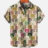 Camisa hawaiana de verano para hombre, cárdigan de solapa de manga corta, top de AliExpress, talla grande, estampado de dibujos animados.