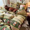 Conjunto de Cuatro Piezas de Leche Polar Grueso Cálido Otoño e Invierno ins Dibujos Animados Todo Mate Estilo Fresco Conjunto de Tres Piezas de Polar para Bebé Piel Sintética