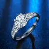 Anillo de Moda Transfronterizo para Mujer con Montura de Cuatro Garras Plata 925 Anillo de Diamante Mosan Anillo de Boda Romántico Elegante Coreano