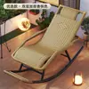 Cadeira de balanço reclinável para intervalo de almoço para sala de estar e varanda, cadeira de balanço de lazer para casa para idosos, cadeira durável de rattan estilo chinês vintage para idosos