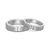 Anillos de Pareja Plata de Ley S925 Anillo de Banda Ancha con Diseño de Acabado Cepillado y Circonita Microincrustada, Regalo de San Valentín