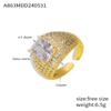 Estilo chique moda personalidade simples luz estilo de luxo anel incrustado com design de zircão colorido sentido de cobre material anel aberto