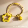 Llavero Estrella Hueca de Cinco Puntas Color Caramelo Pintura Horneada Anillo de Alambre Colgante para Mochila Escolar de Estudiante Llavero Corazón de Niña