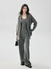 Conjunto de tricô Cony 100% caxemira pura estilo luxo para mulheres: cardigã, camisola e calça pantalona, um conjunto estiloso de três peças